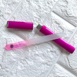 PREMITAGE Nail File, Glass with Case, Double-Sided 280/280 Grit, Double-Sided Type, Glass, Nail File, Glass Nail File (Pink)