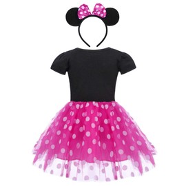 Cotrio Polka Dots Girls Party Tutu Dress Princess Cosplay Costume + Headband Size 8/5-6 Years