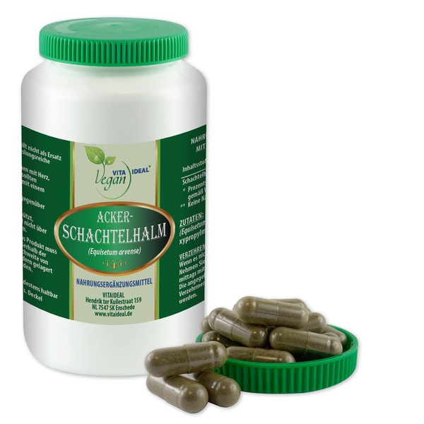 VITA IDEAL Vegan® Vitaideal Horsetail Herb 180 Capsules Equisetum Arvense Tin Herb Daily Serving 700 mg Horsetail Herb Pure Powder Original
