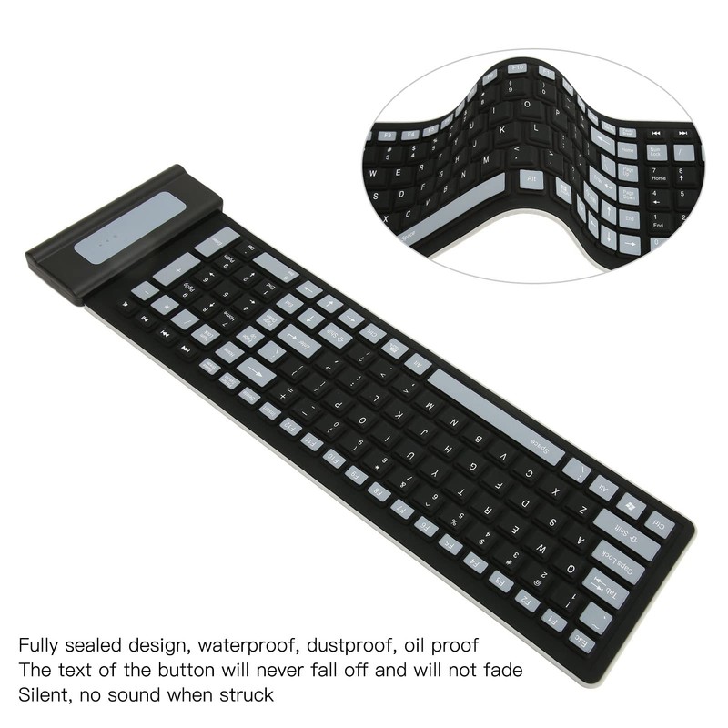 Serounder Silicone Keyboard, Foldable Silicone Keyboard Soft Rollup Keyboard for