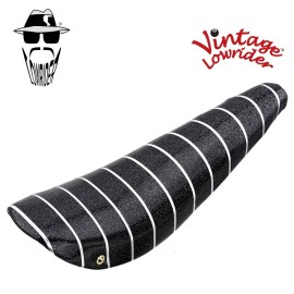Vintage Lowrider NEW! Original 20" Lowrider Banana Seat Sparkle W/Silver Strips In 9 Colors. - Black 220374