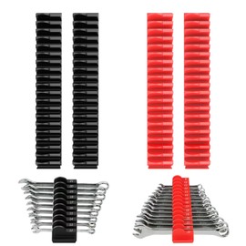 dehoyi 80 pcs Magnetic Modular Wrench Organizers for Tool Drawers - Wrench Rack with Metric&SAE Labels, Perfect Tool Storage Holder with Magnet. Gift for Father, Brother and Boyfriend (Black + Red)