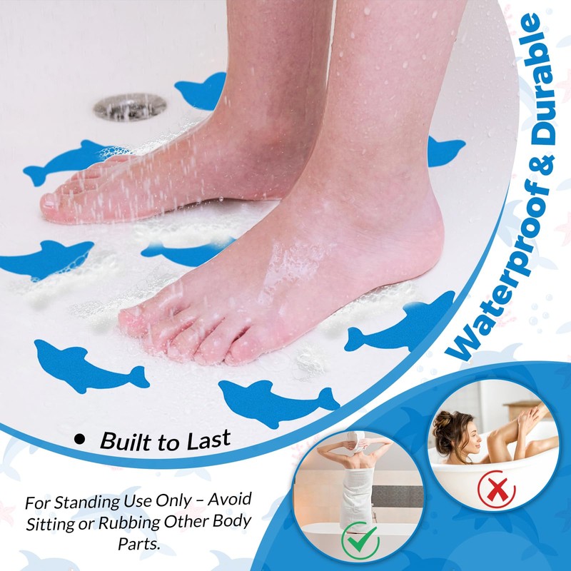 S&X Bathtub Non Slip Stickers,Grippy Dolphin Adhesive Treads – Fine