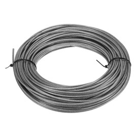 sourcing map 1/8"(3mm) 304 Stainless Steel Cable Wire Rope 7 x 7 Strands Core 100ft (30m) PVC Coated Aircraft Wire for Construction Outdoors Marine Rigging Decking Railings