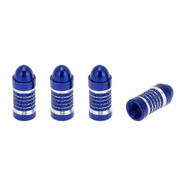 RATCHROLL 4 Pcs Tire Valve Stem Caps Decorative 7x27mm Tyre Valve Dust Covers Round Head Style Blue Aluminum Alloy