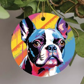 Boston Terrier Pop Art, Dog Portrait, Boston terrier Gift Ceramic Ornament