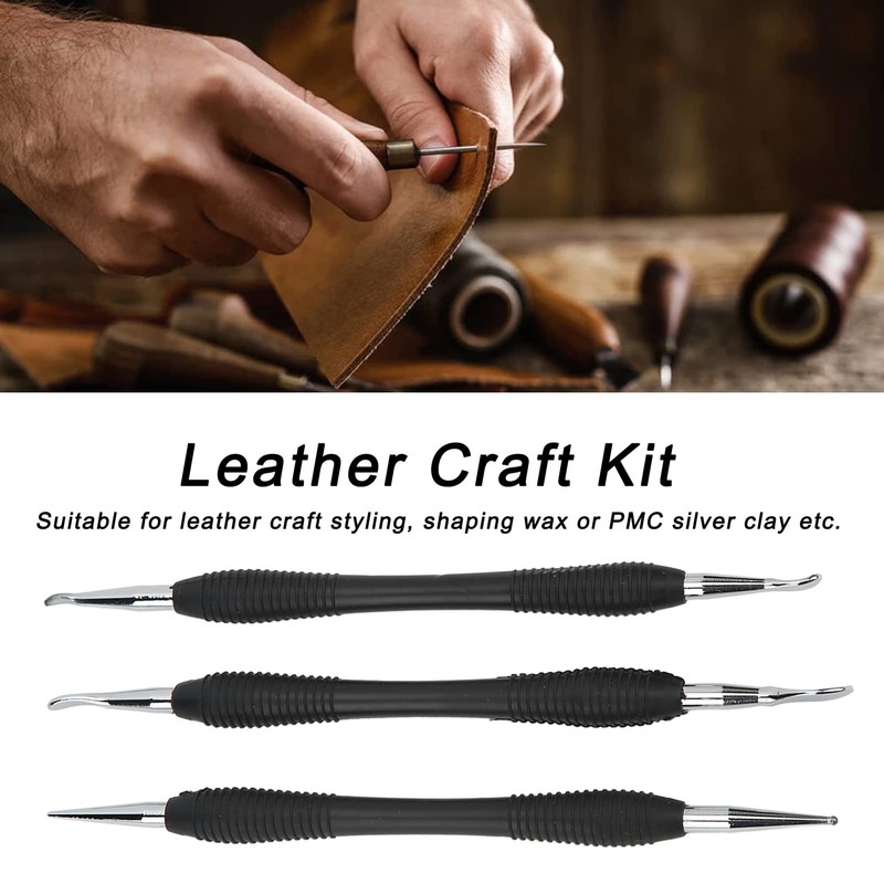 Fyearfly 3-Piece Leather Carving Tools, Leather Craft Leather Carving Tool,