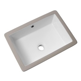 17 Inch Undermount Bathroom Sink - GhomeG 17"x12" White Rectangle Porcelain Ceramic Vanity Sink with Overflow, Under Counter Lavatory Basin