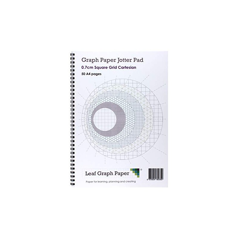 A4 Graph Paper 7mm 0.7cm Squared Jotter Pad, 50 Pages