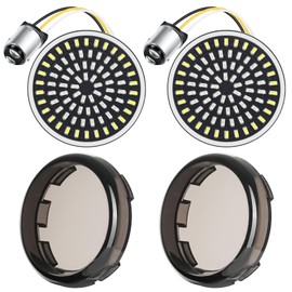 2inch Front Turn Signals, 81 LEDs 1157 Turn Signals with 2 Smoked Lens Cap Fit for Harley Touring Road Glide Road King Electra Glide Street Glide Sportster Iron Dyna Softail 1986-2024