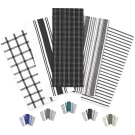 Trade Fountain Kitchen Towels - Pack of 5 Dish Towels for Kitchen Accessories - 19 x 27 INCHES Extra Large Highly Absorbent Dish Cloth - Reusable Hand Towels - 100% Pure Cotton Fabric (Black)