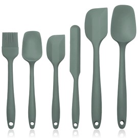 JLiup Silicone Spatula Set of 6, Rubber Spatulas Silicone Food Grade, Kitchen Utensils Set Heat Resistant Nonstick Easy to Clean Dishwasher Safe for Baking,Cooking,Mixing (Green)