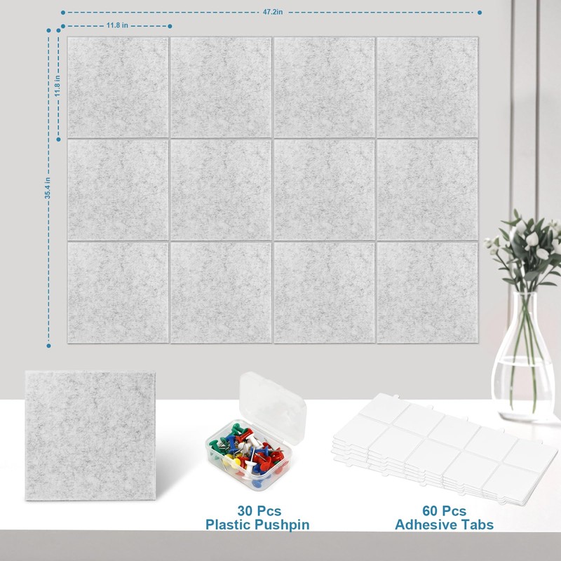 Large Cork Boards for Walls 48"x36" 12-Pack Felt Bulletin Boards