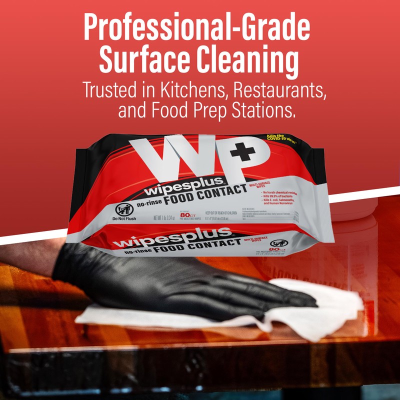 WIPESPLUS No-Rinse Food Contact Wipes, Multi-Surface Wipe, Unscented for Home