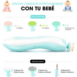 Sendowtek Cuidado de Uñas del Bebé Kit Cortaúñas Corta Uñas para Bebé con Luz LED Lima de Uñas Electrica para Bebes y Adultos Baby Nail Trimmer Manicure Set Incluido 6 Cabezas de Limado para Recién Nacidos, Opera con Pilas AA, Cortaúñas Versátiles (Azul)