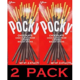 Pocky / Glico 2x Glico POCKY Chocolate cream covered Biscuit Sticks 2.47 oz Box - 2 PACK