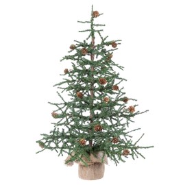Vickerman 30" Caramel Pine Artificial Christmas Tree Unlit, Seasonal Indoor Home Decor with Decorative Burlap Base