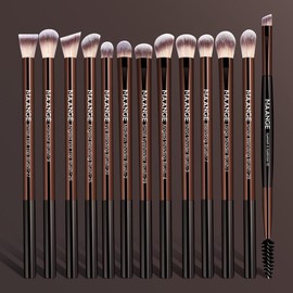 MAANGE Professional Soft Makeup Brush Set, 13pcs/set Eyelash & Eyeshadow & Eyebrow & Blending & Lip Brush, Makeup Brush for Powder Liquid Cream, Cosmetics Makeup Tool Kits - Color: Black, Specification: 13 sticks