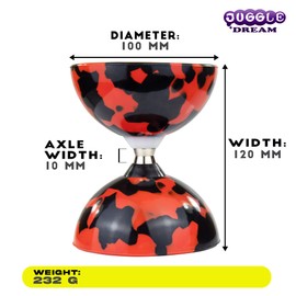Juggle Dream Jester Diabolo Juggling Set - Ball Bearing Axle Professional Diabolo with Aluminium Handsticks and Online Learning Video - Juggling Toy (Black/Red)