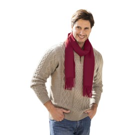 NOVICA Artisan Handmade Men's 100% Alpaca Scarf Wool Accessories Scarves Burgundy Solid Peru ' Cherry Red'