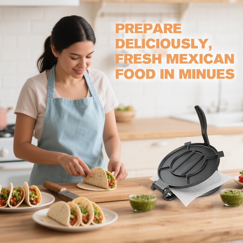Cast Iron Tortilla Press 12 inch, Heavy Duty Tortilla Pataconera,
