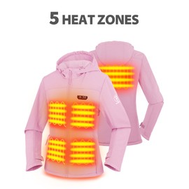 PTAHDUS Women's Heated Jacket with Battery Pack 7.4V, with Hand Warmer Pocket (Rose Shadow, X-Small)
