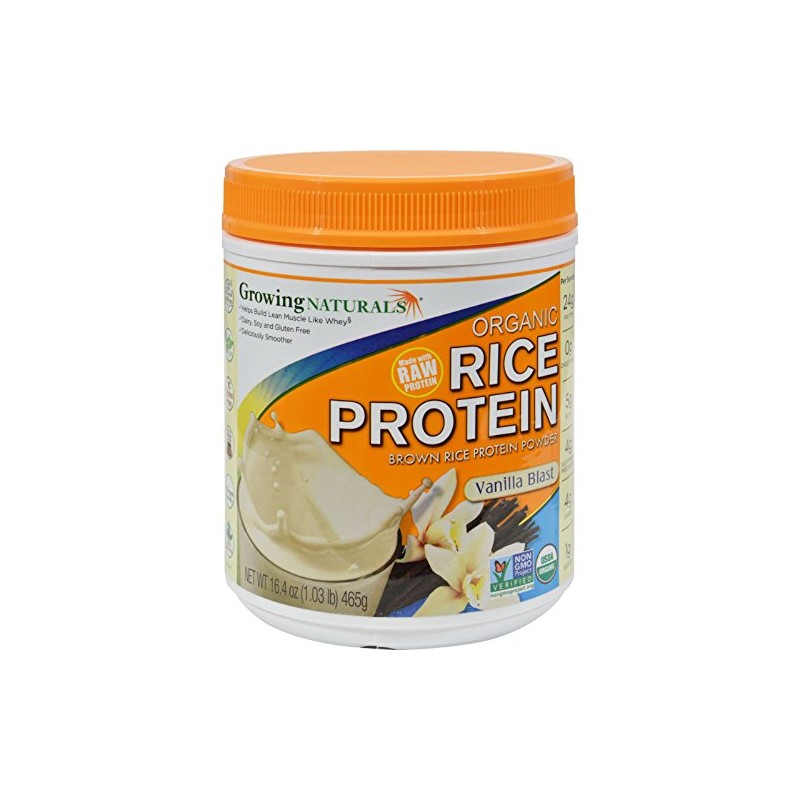 Growing Naturals: Organic Rice Protein Vanilla Power, 16.8 oz