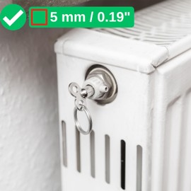 Radiator Bleed Key Set, 3 Pack, in Silver, with Key Ring, Square Key for 5 mm Edge Length Radiator Valves, Heater Bleed Keys, Radiator Vent Split Ring Kit