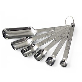 Fayemint Set of 6 Stainless Steel Measuring Spoons, Stainless Steel Kitchen Measuring Spoons, Stainless Steel Measuring Spoon Set, with Volume Scale, for Kitchen Spices, Liquids, Ice Cream