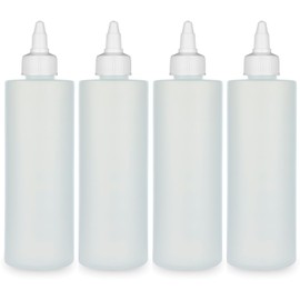 BRIGHTFROM Condiment Squeeze Bottles, 12 OZ Empty Squirt Bottle with Twist Top Cap, Leak Proof - Great for Ketchup, Mustard, Syrup, Sauces, Dressing, Oil, Arts and Crafts, BPA FREE Plastic - 4 PACK