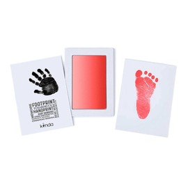 kiinda CleanTouch Baby Foot or Hand Print Set | Ink Pad with 2 High-Quality Print Cards | Inkless - Baby Skin Does Not Come into Contact with Colour (Red)