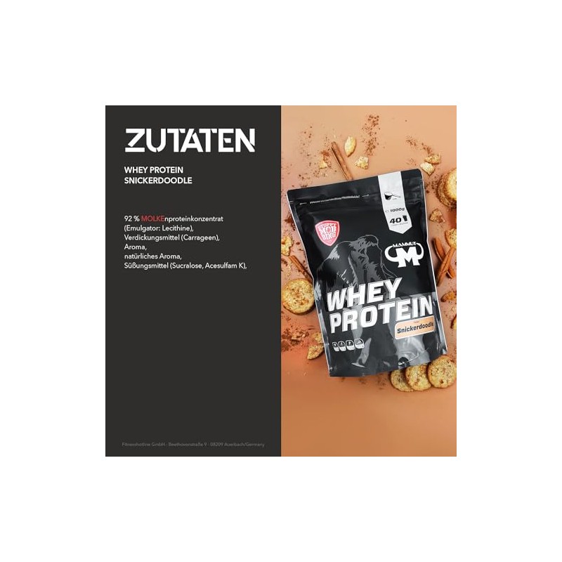 Mammut Nutrition Whey Protein, Snickerdoodle, Molke, Eiweiß, Protein Shake, 1000