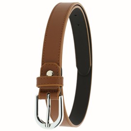 FASHIONGEN - Women genuine Italian leather belt LUNA, Made in France, Light Brown, 75 cm (30 in) / Waist size 28 to 29
