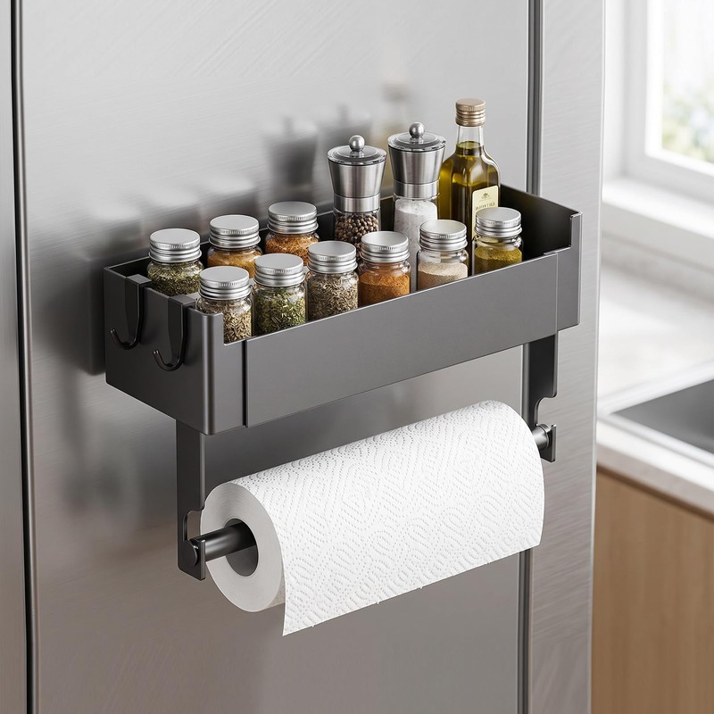 Yomjarl Strong Magnetic Paper Towel Holder for Refrigerator with Shelf,