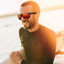 Joopin Polarized Sunglasses for Men Square Sun Glasses Men UV Protection Ladies Shades 3 Pack for Driving Fishing Cycling(Transparent Blue/Green/Red)