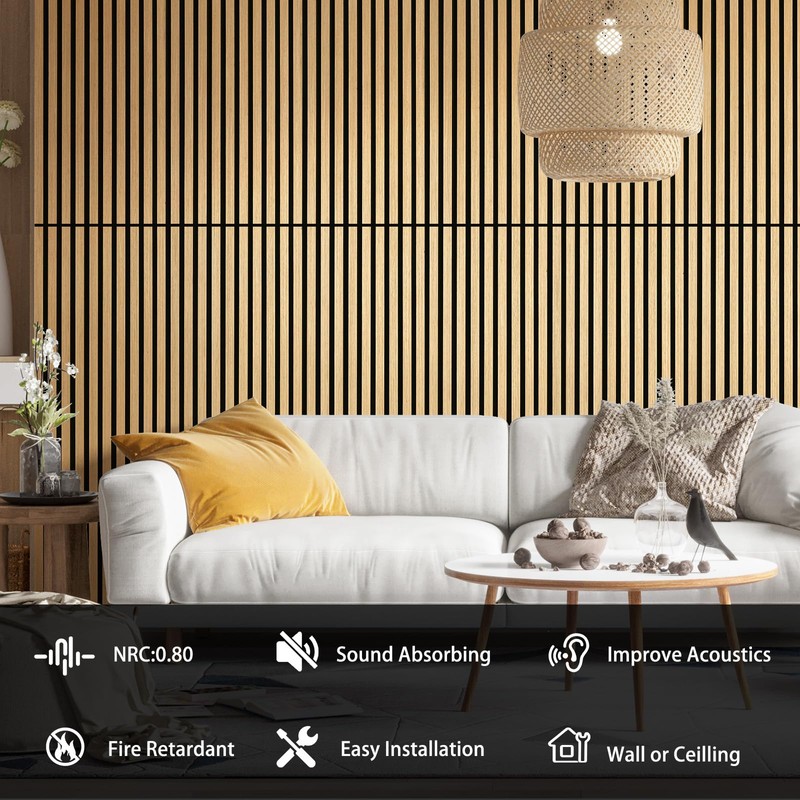 2Pcs Wood Slat Acoustic Panels for Wall - 47.2in x
