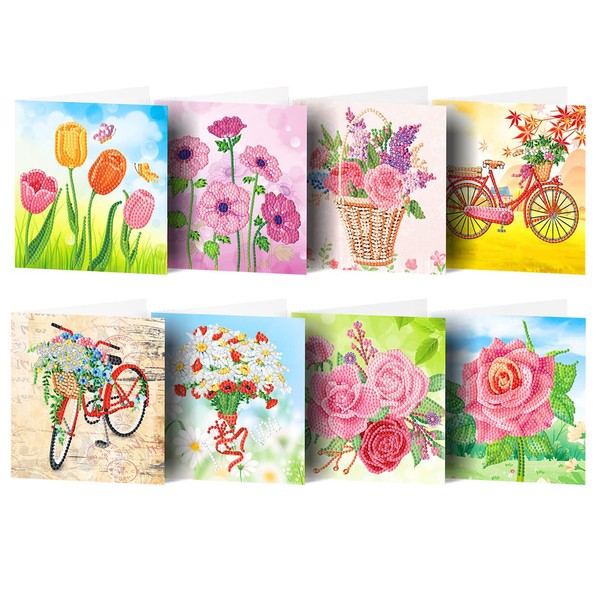 Diamond Painting Greeting Cards, 5D DIY Personalised Greeting Card Kits, with Envelopes for Christmas