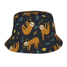 Tree Sloth Bucket Hat Beach Sun Hat Beach Fishing Hat for Men Women Teens, Reversible Double-Side-Wear