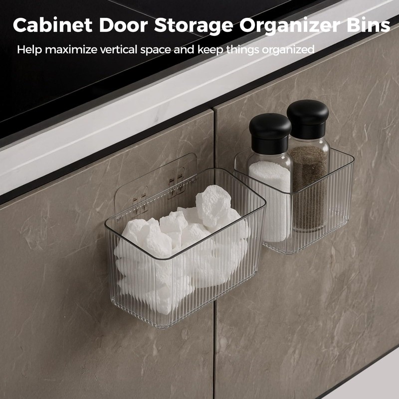 yeesport 8 PCS Cabinet Door Organizer Bins, Clear Plastic Wall