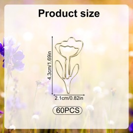 lasuroa 60stk Büroklammern Blumen, Metall-Büroklammern in Tulpenform Stilvolle Lesezeichen Niedliche Dekorative Accessoires für Haus Schule Büro Hochzeit Dekor
