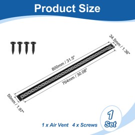 uxcell Aluminum Alloy Air Vents, 800 x 50mm / 31.5 x 2" Rectangle Louvered Ventilation Grille Cover with Mounting Screws for Door Cabinet Wardrobe, Matt Black
