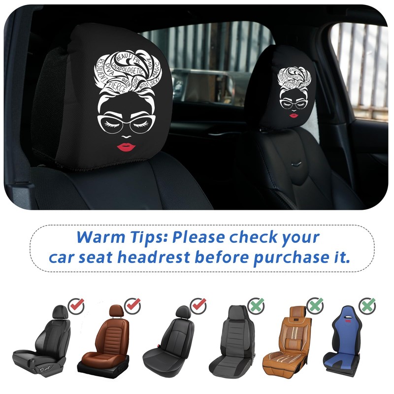 YHAPW 2PCS Headrest Covers for Cars, Soft Elastic Fabric Car
