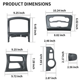 Carbon Fiber Panel Cover Trim Kit for Dodge Charger 2016-2021 Central Control AC Gear Shift Cup Holder Headlight Switch Button Panel Cover Trim (5Pcs)