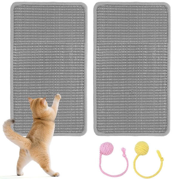 PlsMupn Kratzmatte Katze 2 Stück, 50x25 cm Sisal Katzenkratzmatte Grau