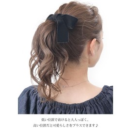 VINGTAINE H7791-CLIP Classic Pony Hook, Hair Cuff, Hairband, Hair Clip, Wide Ribbon, Velvet, Long Ribbon, Hair Accessory, Classic