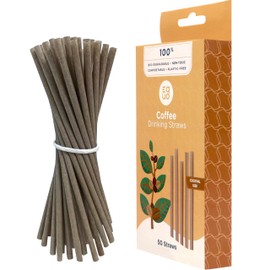 EQUO Coffee Drinking Straws (Pack of 50, Cocktail) - Plastic-free, Home-compostable, Eco-friendly Straws for Cocktails