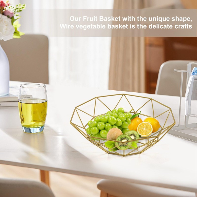 KJKVIVH Metal Wire Fruit Basket Fruit Bowl, Round Bread Storage