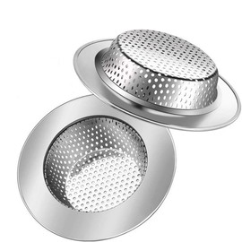 GONGXIANG Punching Garbage Strainer Stainless Steel Waste Strainer Set of 2 for Bathroom Kitchen Drain, Shallow Type, Drain Size: 2.8 inches (7 cm) / 1.7 inches (4.3 cm) - 3.5 inches (9 cm) / 2.2 inches (5.5 cm)
