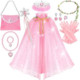 Easter Gift Princess Cape Set,12Pcs Princess Dress up Clothes for Little Girl, Christmas Gift Princess Dresses for Girl 3-8 Years Birthday Gift