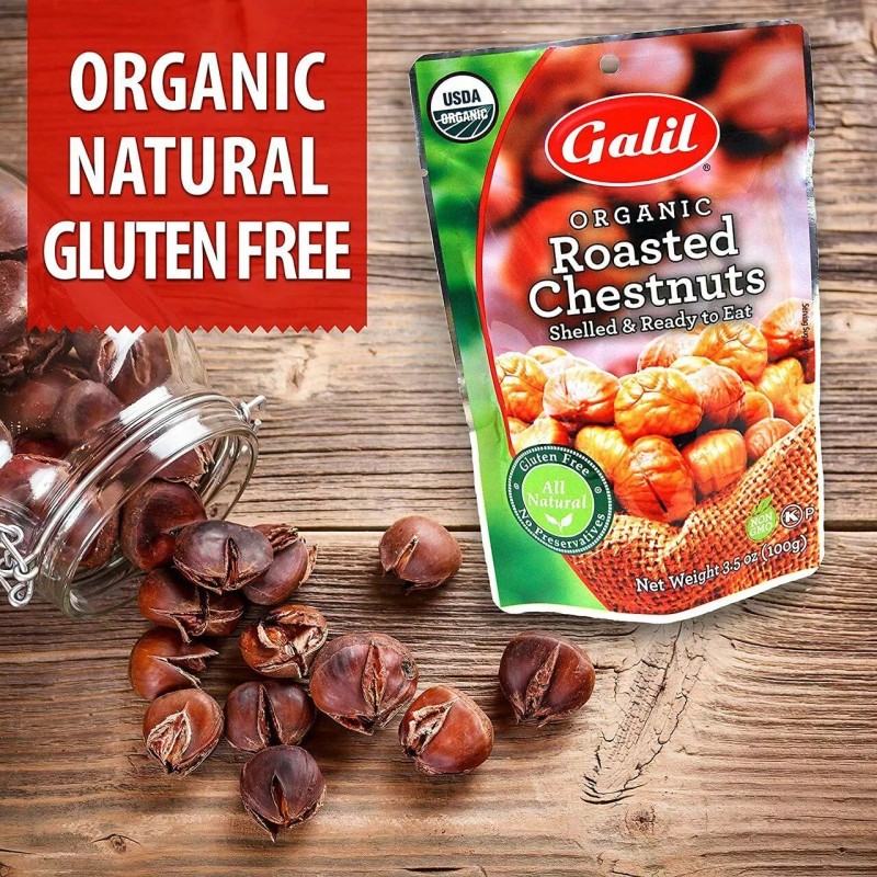 Galil Organic Chestnuts Roasted and Peeled Thanksgiving Turkey Stuffer (Pack